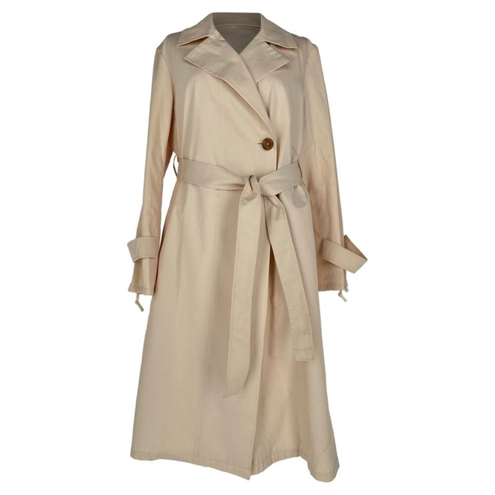 Jil Sander Belted Trench Coat in Beige Cotton